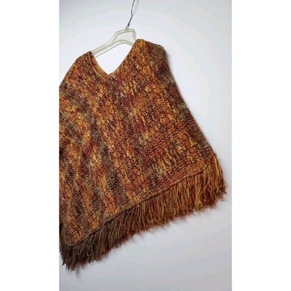 ALFRED DUNNER Petite S - M Sweater Poncho Cape Fringe Autumn Palette - Picture 12 of 14